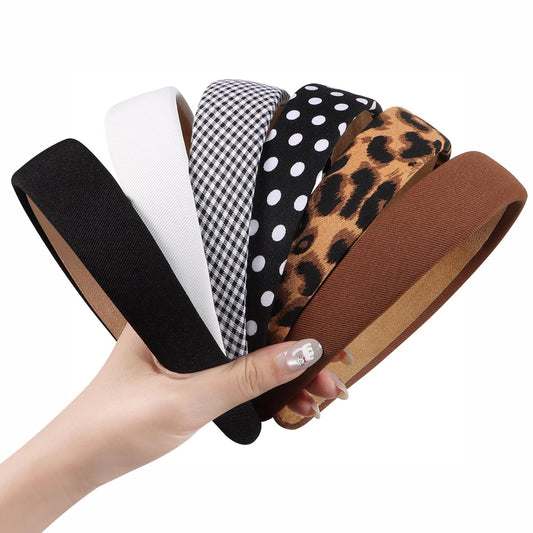 Headbands for Women - 1 Inches Wide Headbands - Solid Color Headband Fashion Hair Accessories- Trendy Women Girls Non Slip Fashion Hair Bands- Thick Elastic Hair Bands for Women's Hair 6PCS