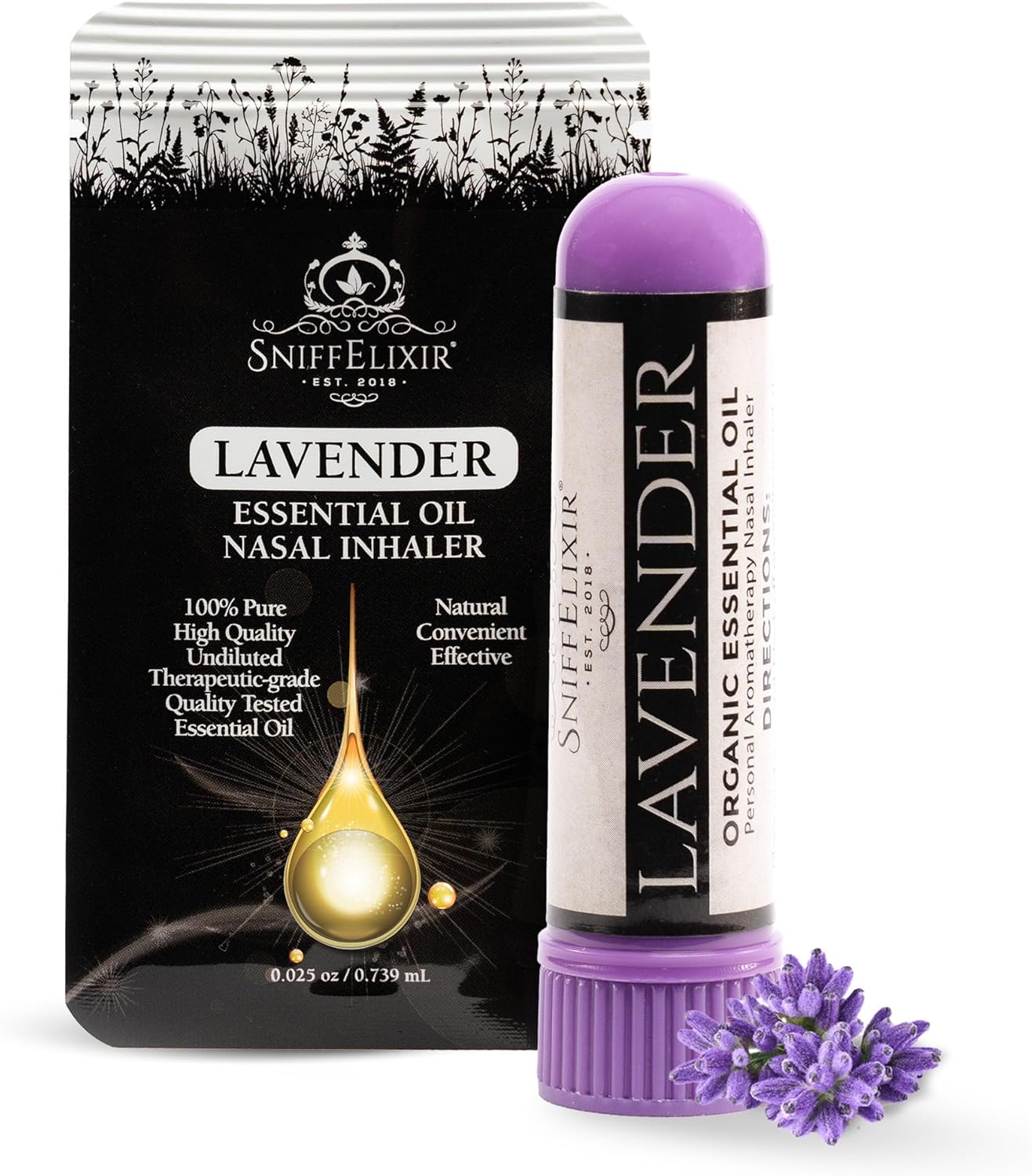 Nasal Stick Inhaler Lavender Nasal Aromatherapy Inhaler - Natural Essential Oil Inhaler for Calm Mind, Mood Boost Nausea Inhaler Relaxation Gifts Nasal Inhaler Stick Portable Nasal Inhalers for Adults