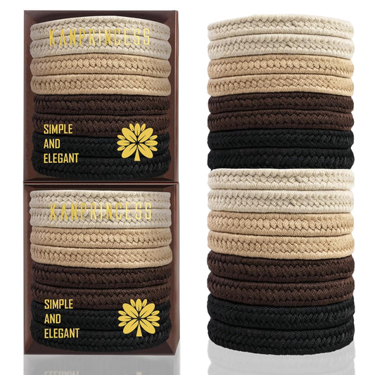 16Pcs Hair Ties For Thick Hair, Strong Stretchy Hair Bands For Women Girls, No Slip Braided Hair Ties No Damage, Ponytail Holders-Exceptionally Secure with Gentle Hold (Set 8)