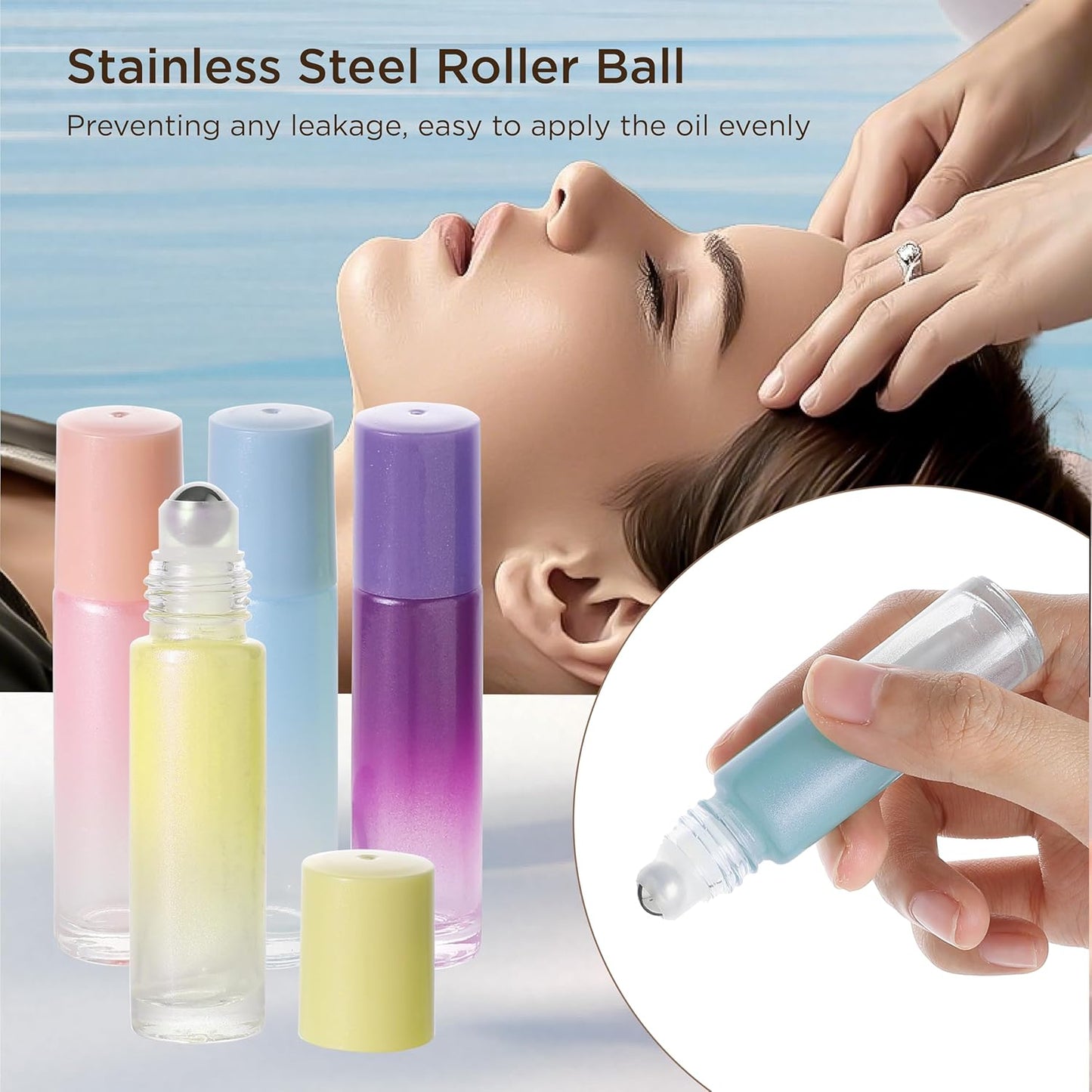 Essential Oil Roller Bottles, 10ml Thick Glass Perfume Roller Bottles with Funnel Opener and Dropper (Multicolor, 12 Pack)