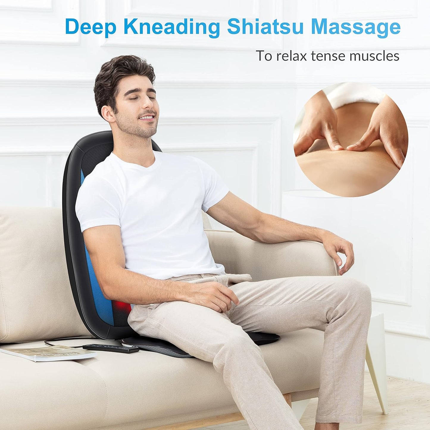 COMFIER Back Massager with Heat,Deep Tissue Kneading Massage Seat Cushion, Shiatsu Chair Pad for Neck for Home or Office use, Gift