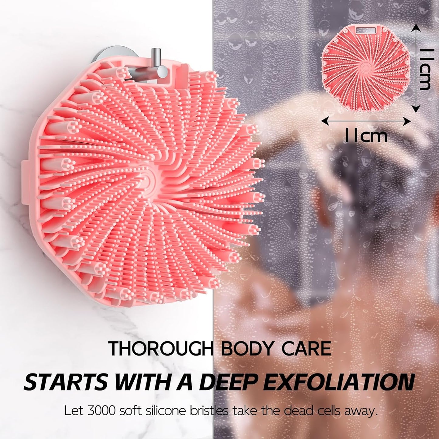 Silicone Body Scrubber, Exfoliating Body Wash Scrubbers Exfoliator, Shower Body Brush for Effective Showering Exfoliation and Gentle Massage (Pink)