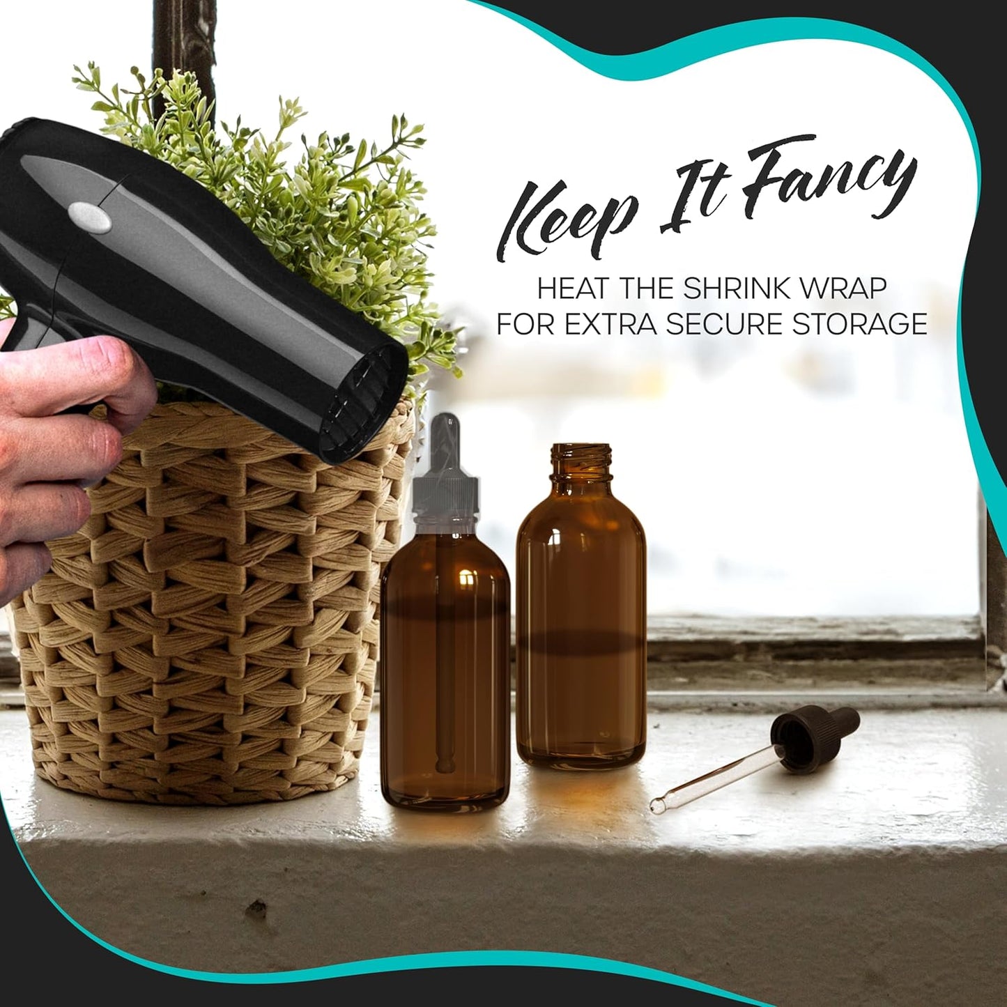 Nevlers 3 Pack Amber Dropper Bottle 4oz Set | Amber Tincture Bottles with Dropper, Shrink Wraps and Funnel | Leakproof Small Oil Bottles for Hair or Eye Dropper Bottle