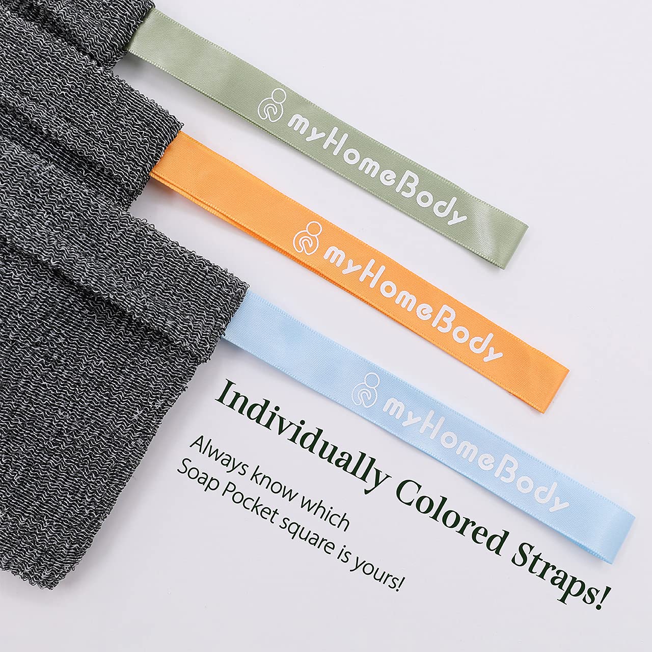 myHomeBody Soap Pocket Squares Exfoliating Pouch, Body Scrubber, Exfoliator Sponge for Bath or Shower, or Leftover Bits Saver, Graphite Gray, 9 Pack + 6 Lift Pads