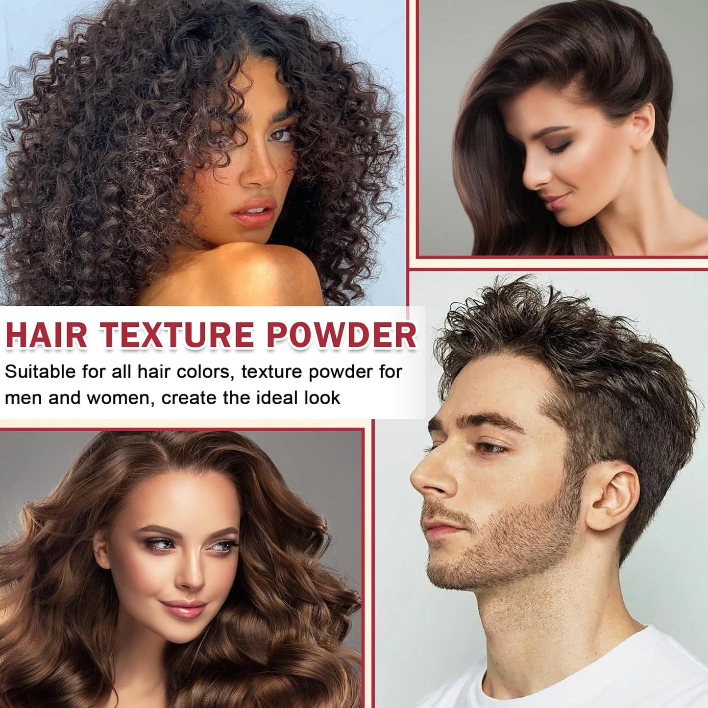 DAMUSI Hair Texture Styling Powder for Men & Women, Mattifying Hair Texturizing Volume Powder with Matte Finish, Strong Hold, Easy to Apply for All Hair Styles 0.52 Oz(Pack of 3)