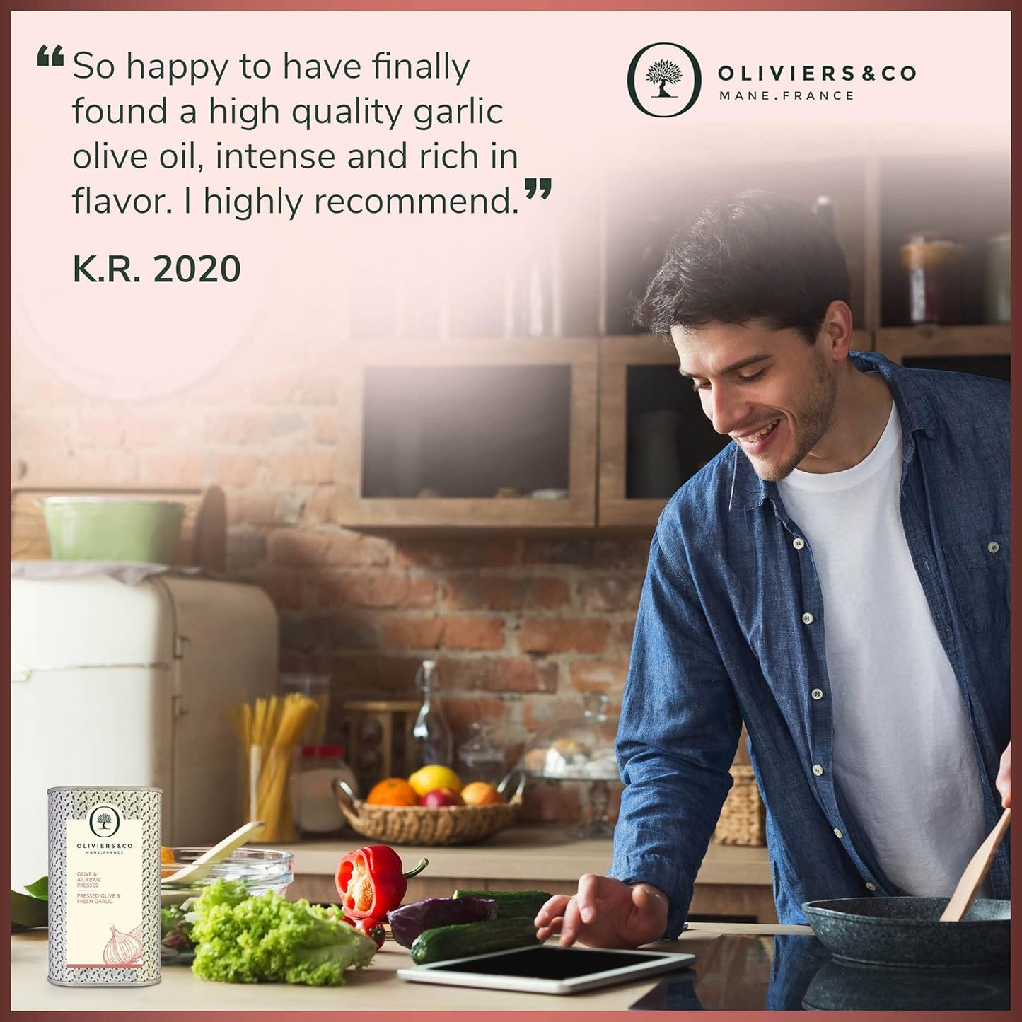 Fresh Garlic Olive Oil by Oliviers & Co. | Italian Extra Virgin Olive Oil for Cooking & Dipping | Gourmet Flavored EVOO, Cold Pressed, All-Natural (8.45 Fl Oz (Pack of 1), Fresh Garlic)