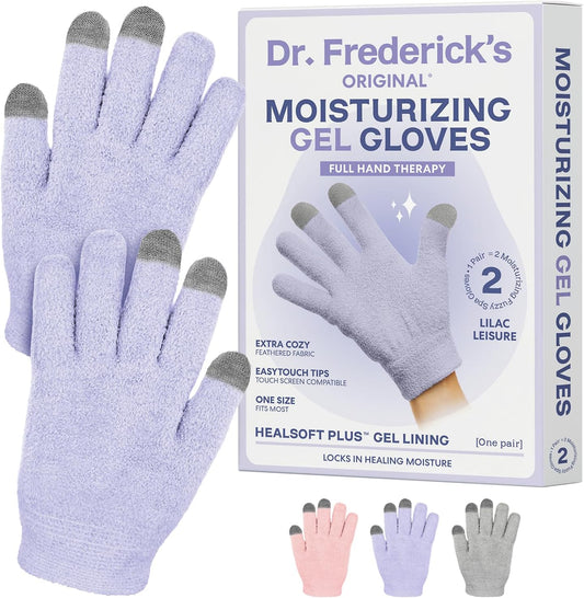 Dr. Frederick’s Original Moisturizing Gel Gloves – Deep Moisturizing and Fast Relief for Dry Hands – Touchscreen-Friendly – Mango Butter, Shea Butter, Jojoba, & Coconut Oil (Lilac Leisure)