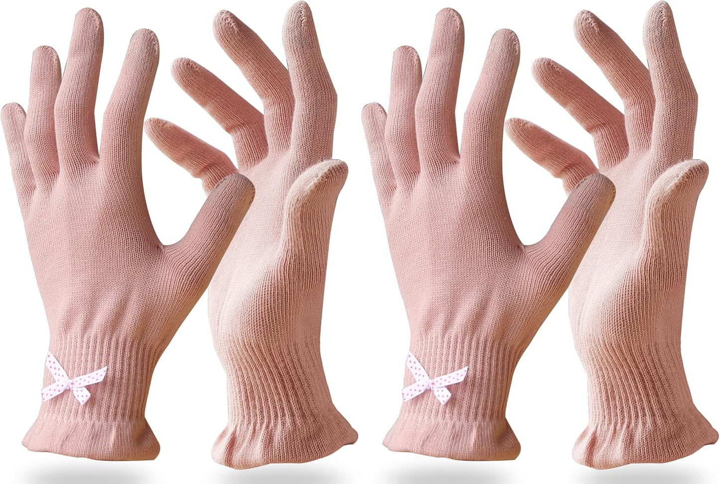 Evridwear Cotton Moisturizing Gloves Overnight Touchscreen for Dry Hands SPA Eczema Hand Care, Day and Night Moisturizing Sleeping Gloves (2 Pair S/M, Feather Weight Pink Color)