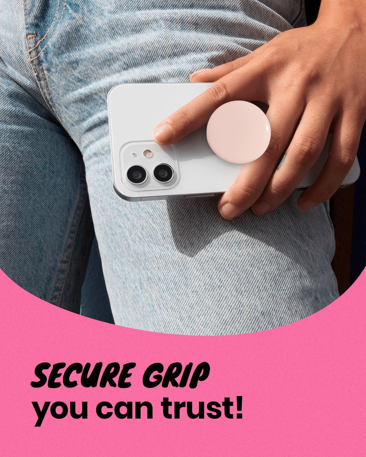 OnTheGrip Cute Solid Macaron Color Round Shape Collapsible Mobile Phone Grip Stand Holder for Smartphone Tablet Cell Phone Accessory (Pink)