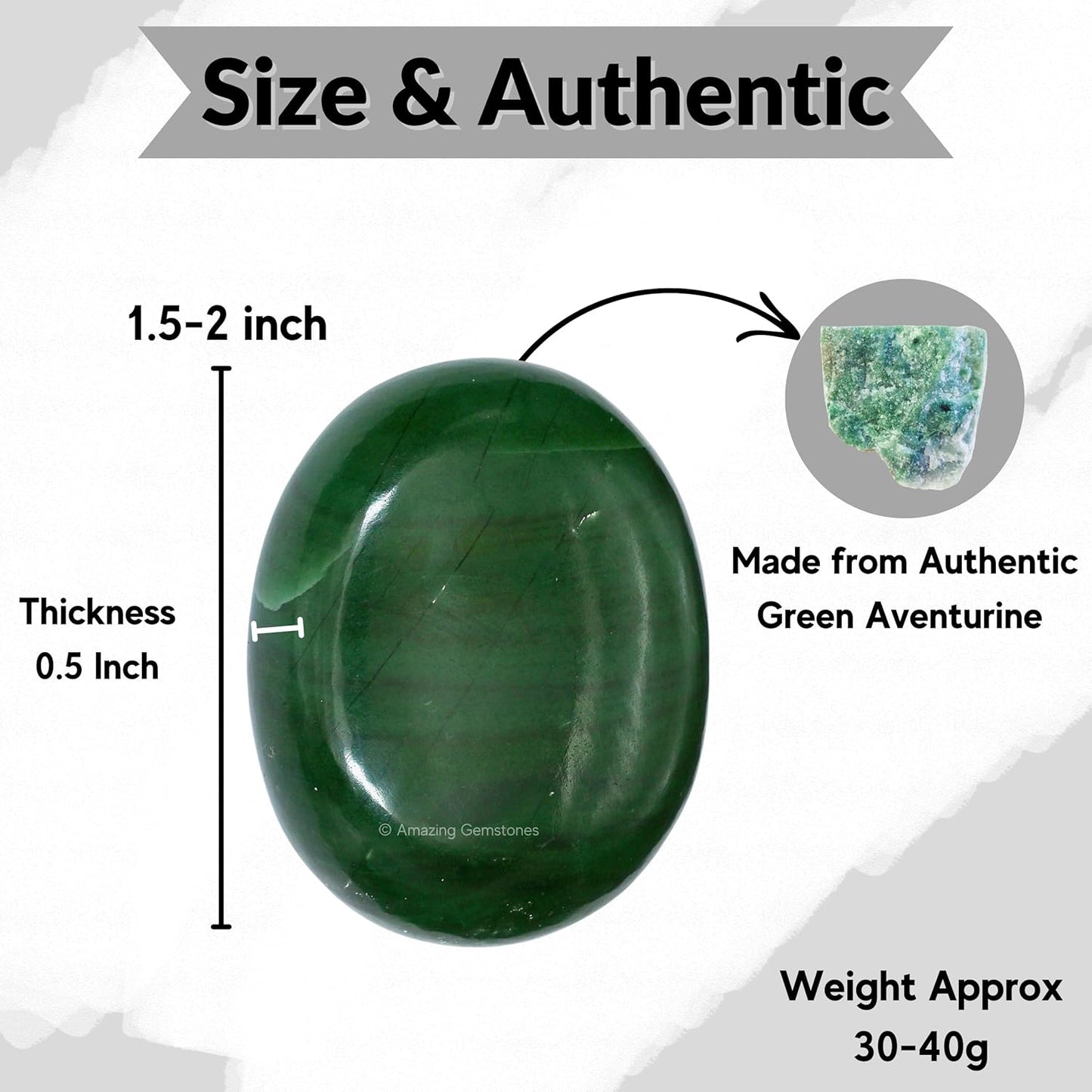 Amazing Gemstone Dark Green Aventurine Crystals and Healing Stones - Large Palm Stone Crystals Piedra - Crystal for Good Luck, Positive Energy, Meditation - Unique Stocking Stuffers, Gifts for Women