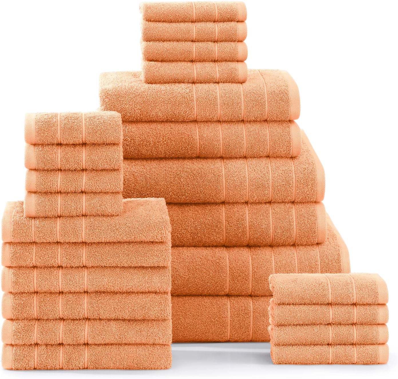 Casa Platino Bath Towel Set 24 Pieces – 100% Cotton, Soft & Absorbent, Ring Spun Fabric, Great for Home & Guests, Large Towels with Excellent Coverage, Quick Drying – Peach Fuzz