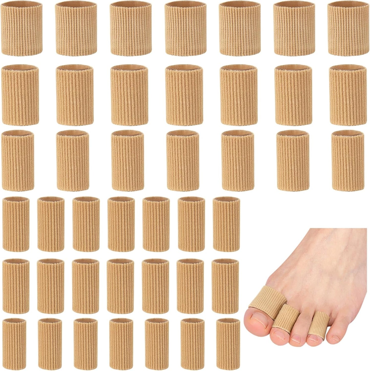 Toe Sleeve Protectors Toe Cushion Tube Soft Gel Corn Pads Protectors, 42PCS Toe Spacers for Bunion, Hammer Toe, Cushions Corns, Blisters, Calluses on Toes, Fingers, Feet, YEAJOIN (5 Size)