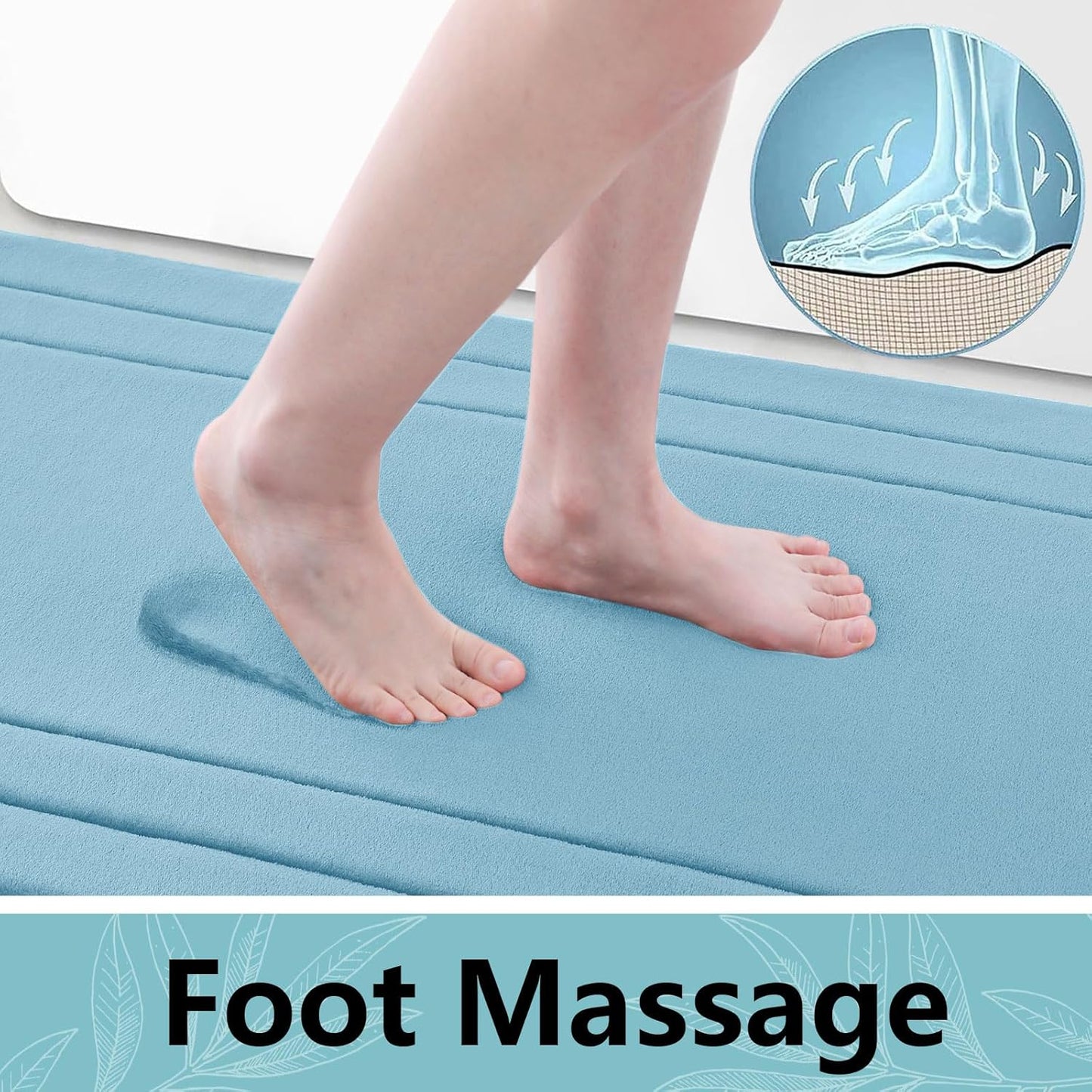 Arotive Memory Foam Bathroom Rug Mat 47x20, Ultra Soft and Absorbent Bath Mat, Machine Wash Dry, Comfortable Bath Rug Carpet for Bathroom Floor, Tub and Shower, Blue