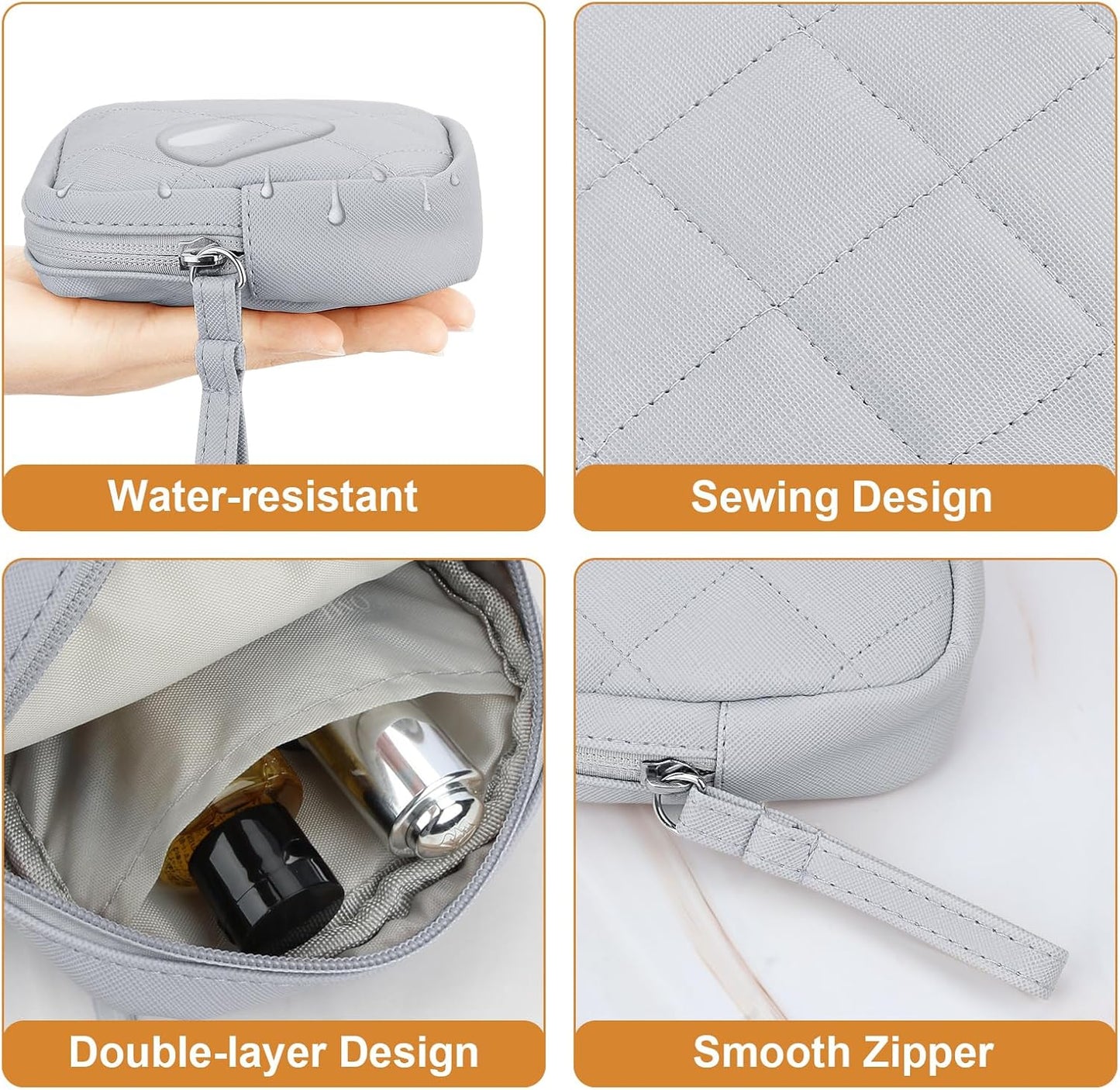 Sanitary Pad Storage Bag, Period Bags for Teen Girls, Portable Tampon Menstrual Cup Pouch Nursing Pad Holder Purse, Sanitary Pouch for Feminine Products, 1 Pack(Grey)