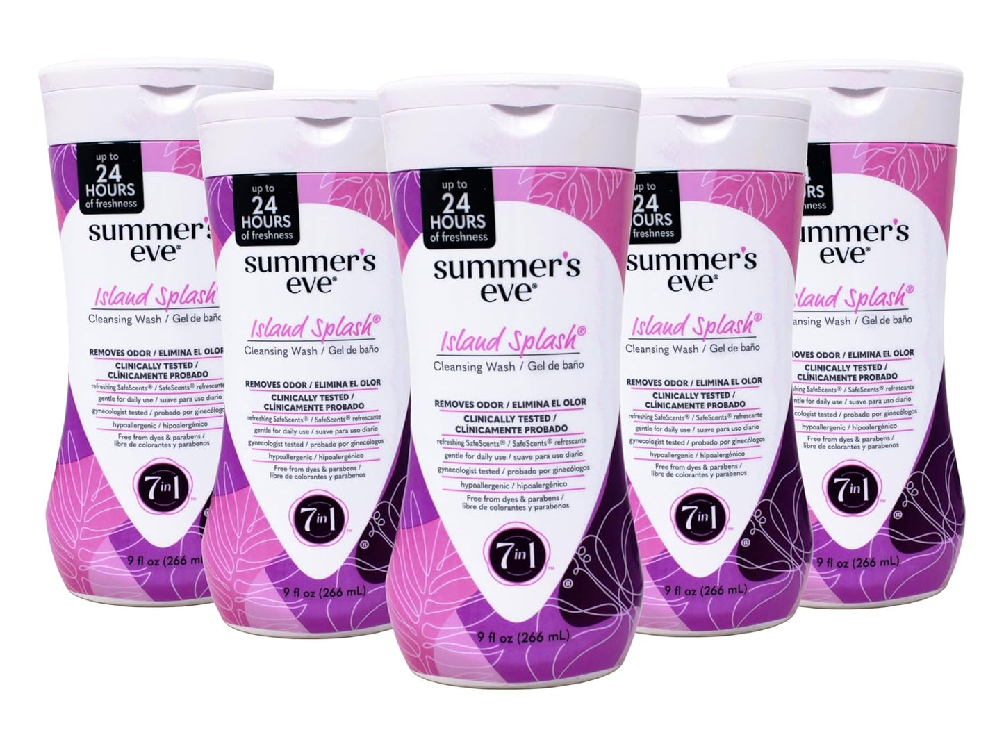 Summer's Eve Island Splash Refreshing Daily Feminine Wash, Removes Odor, pH balanced, 9 fl oz. (Pack of 5)