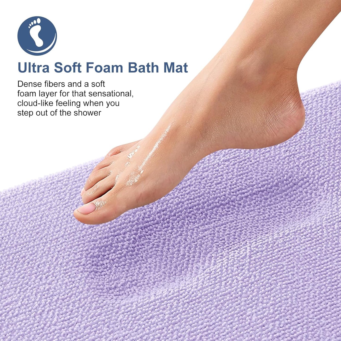 OLANLY Thick Memory Foam Bath Mat Rug 30x20, Extra Soft Absorbent Bathroom Rug, Quick Dry Bath Mats, Non-Slip, Machine Washable Carpet for Bathroom, Tub and Shower, Home Decor Accessories, Lavender