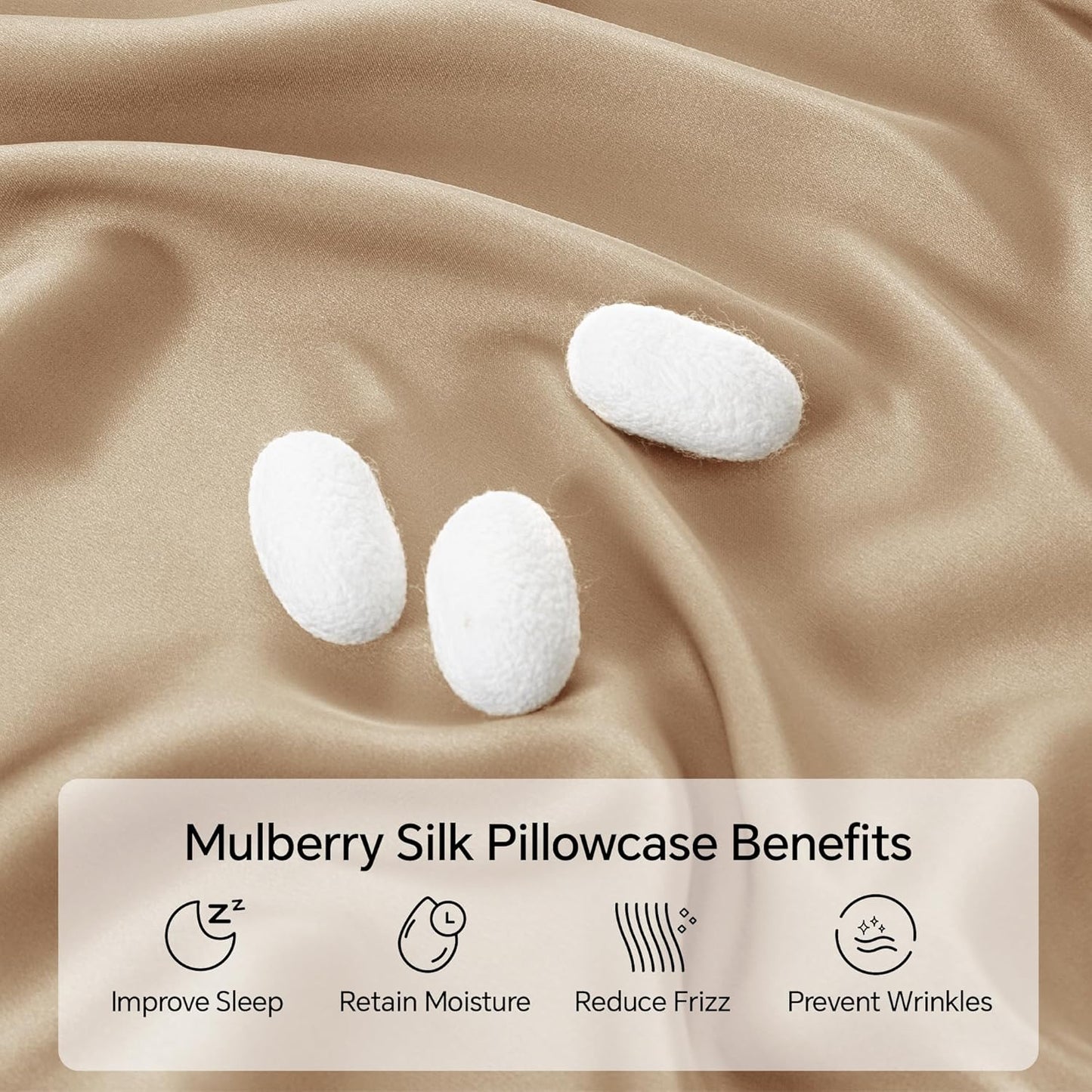 INFIIXSO Mulberry Silk Pillowcase for Hair and Skin, Silk Pillow Cases Standard Size with Hidden Zipper 20x26 Inches, Super Smooth and Soft Cooling Pillow Cases for Hot Sleepers(Champagne, 1 Pack)