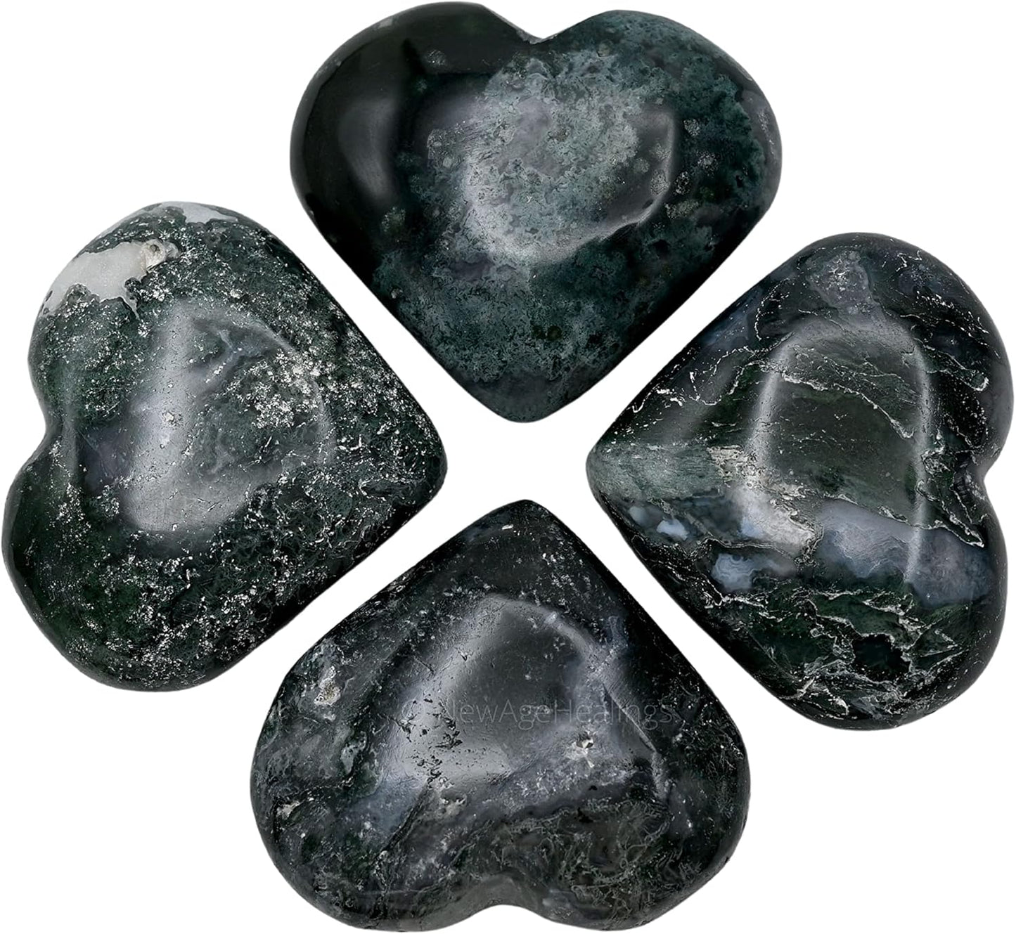 Amazing Gemstone Moss Agate Crystals and Healing Stones - Large Palm Stone Crystals Piedra - Crystal for Good Luck, Balanced Positive Energy, Meditation - Unique Stocking Stuffers, Gifts for Women
