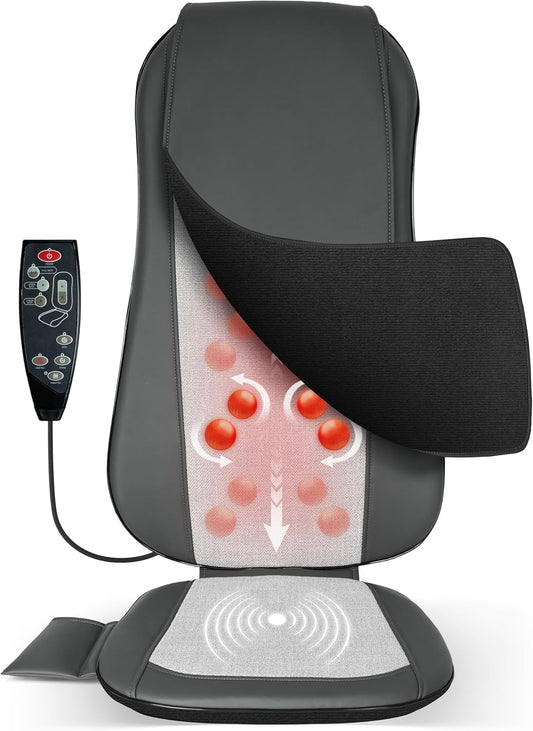 COMFIER Back Massager with Heat,Full Back Massager for Chair with 2 Shiatsu Speeds,Heated Chair Massage Pad with Spot,Massage Seat Pad for Home Office use,Gifts for Women Men Mom Dad