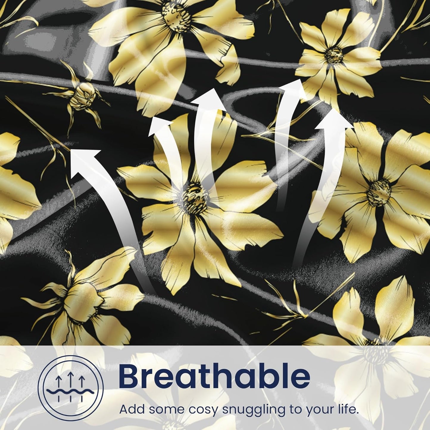 EXQ Home Satin Pillowcase for Hair and Skin Queen - Printed Golden Flowers Silk Pillow Cases 2 Pack 20x30 inches - Satin Pillow Cases Set of 2 with Envelope Closure, Gifts for Women Men