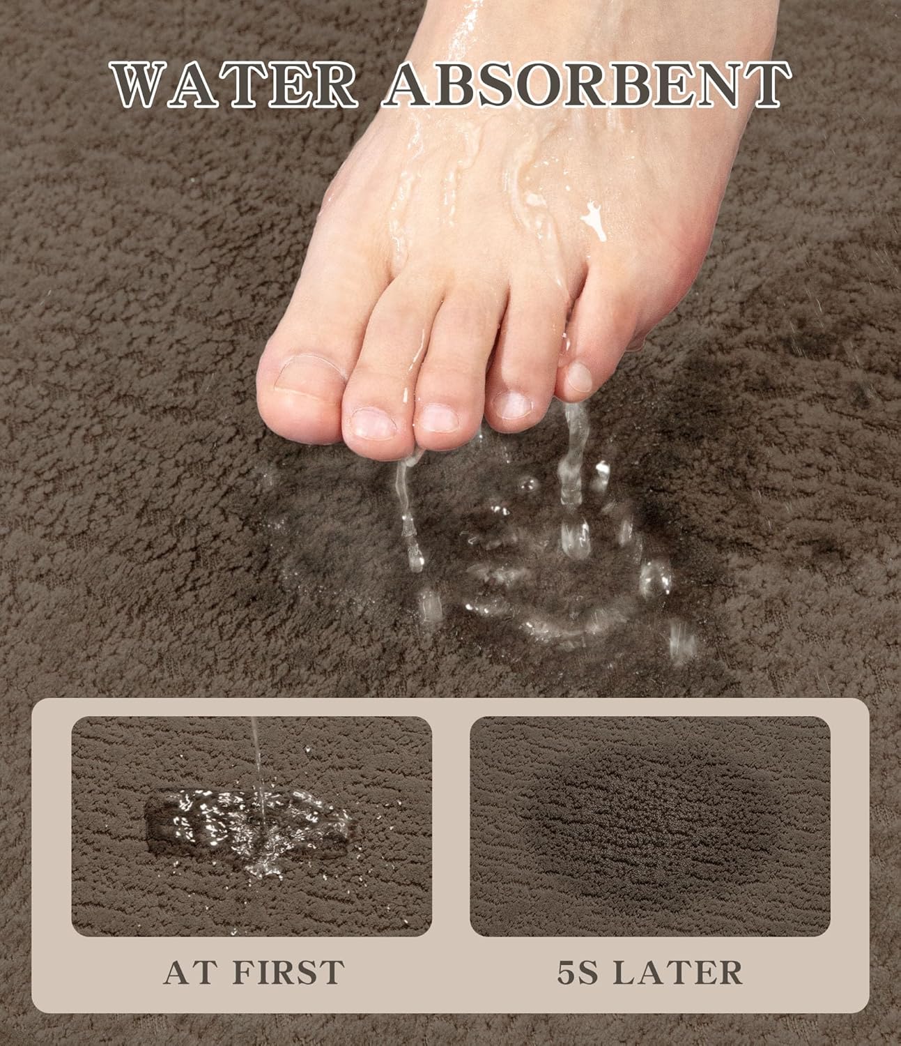 chakme Bathroom Rugs Mat U-Shaped 24x17, Ultra Thin Non Slip Bath Mat Small Quick Dry Absorbent Bath Mat for Bathroom Floor, (Coffee, U-24"x17")