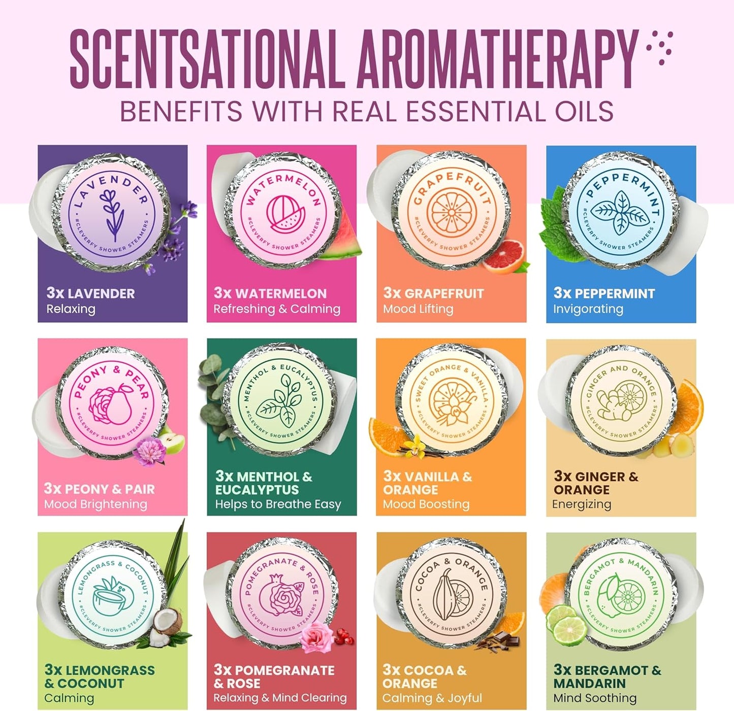 Cleverfy Shower Steamers Aromatherapy – Stocking Stuffers for Women, Teens and Wife – Christmas Gifts for Women and Teen Girls – White Elephant Gifts for Adults – 36 Tablets