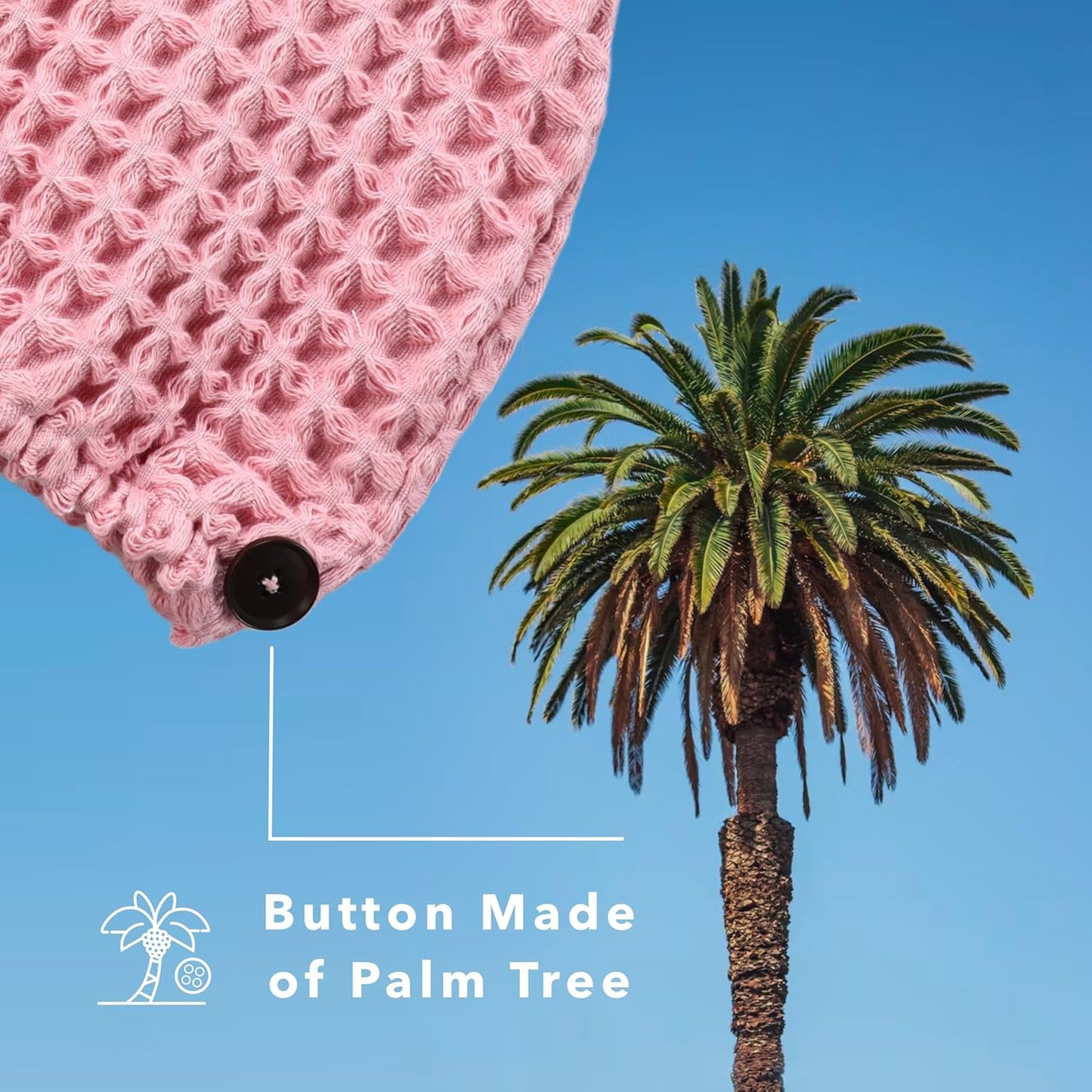 Hair Towel | 2 Pack, 100% Cotton Silk Hair-Drying Waffle Wrap Turban for Women, Ultra-Absorbent, Anti Frizz, Hair Damage Protection for Straight and Curly Hair (Sakura Pink, 2 Pack)