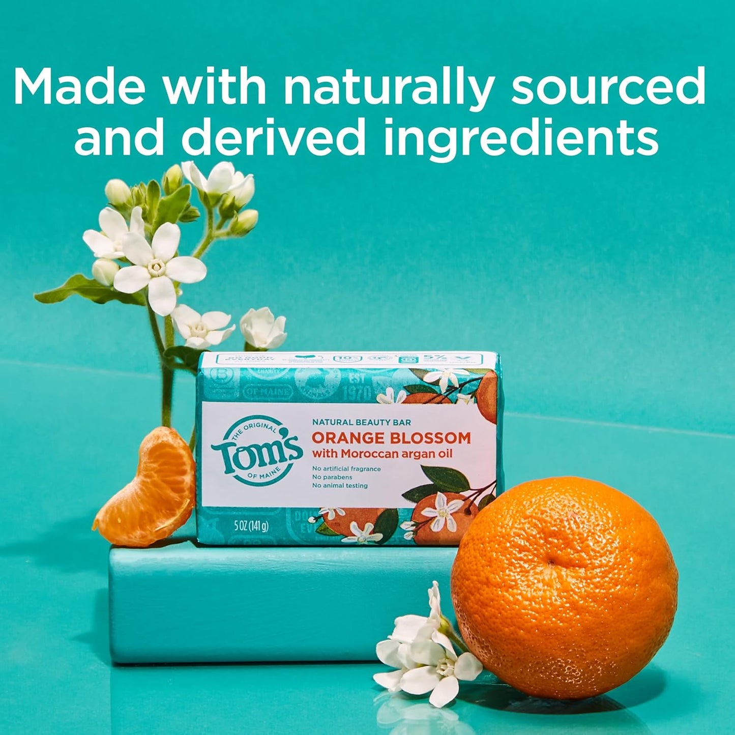 Tom’s of Maine Natural Beauty Bar Soap For Women and Men, Orange Blossom, 5 oz Bar (Pack of 6)
