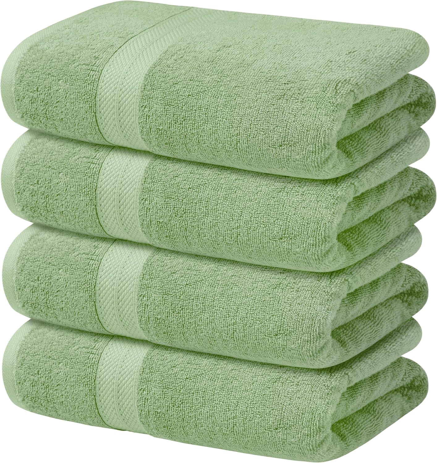 Avalon Towels Green Bath Towels Set of 4 pcs (27x54 inches), 100% Cotton Towel Absorbent and Quick Dry Green Bath Towels for Bathroom, Super Soft and Perfect for Daily Use