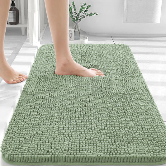 OLANLY Bathroom Rugs 30x20, Extra Soft Absorbent Chenille Bath Rugs, Rubber Backing Quick Dry, Machine Washable Bath Mats for Bathroom Floor, Tub and Shower, Home Decor Accessories, Sage Green
