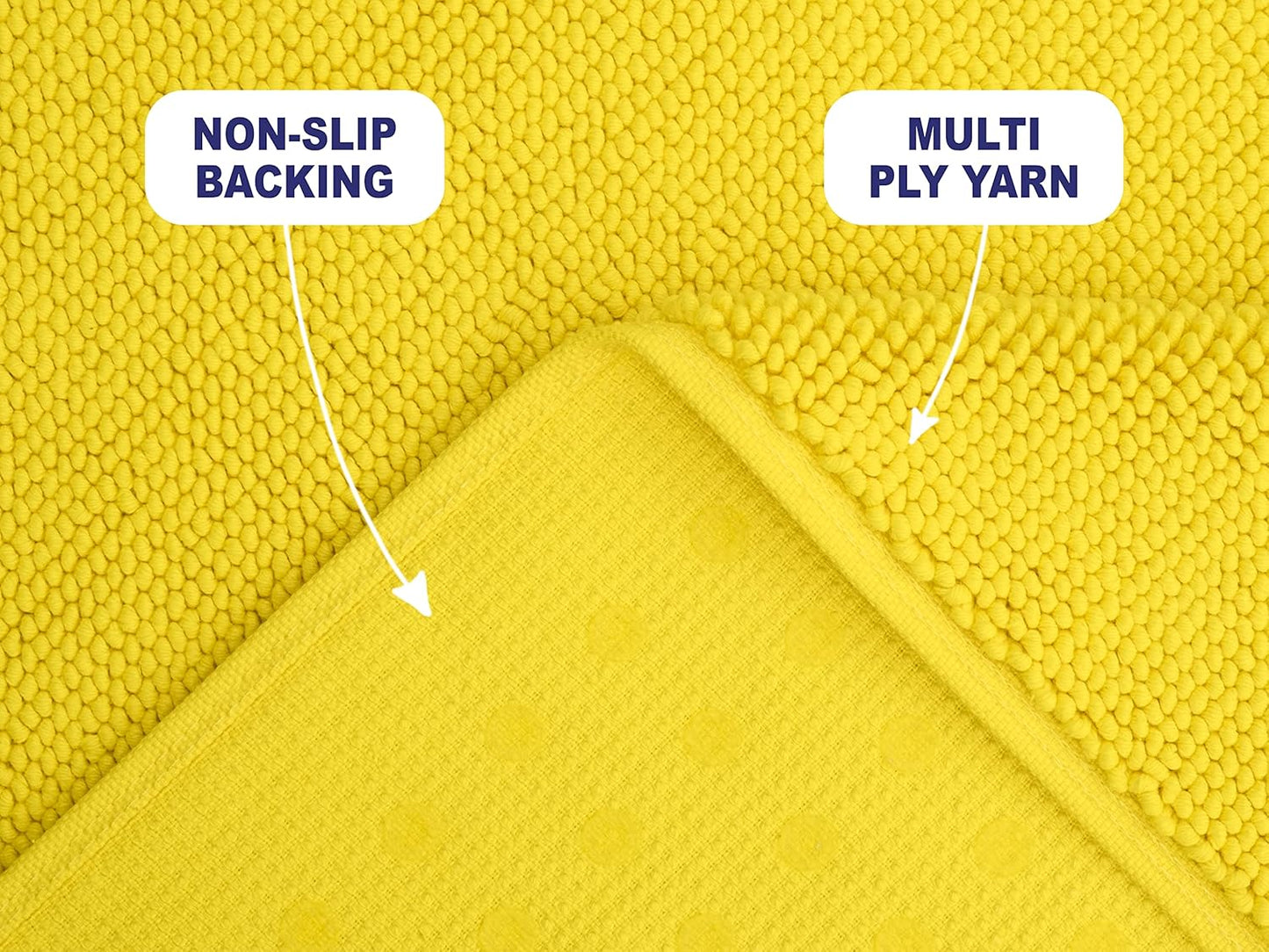 American Soft Linen Bath Rug, 20 in 34 in 100% Cotton Bath Mats Rugs for Bathroom, Slip Reducer Washable Shaggy Form Area Rugs, Yellow Bath Rug