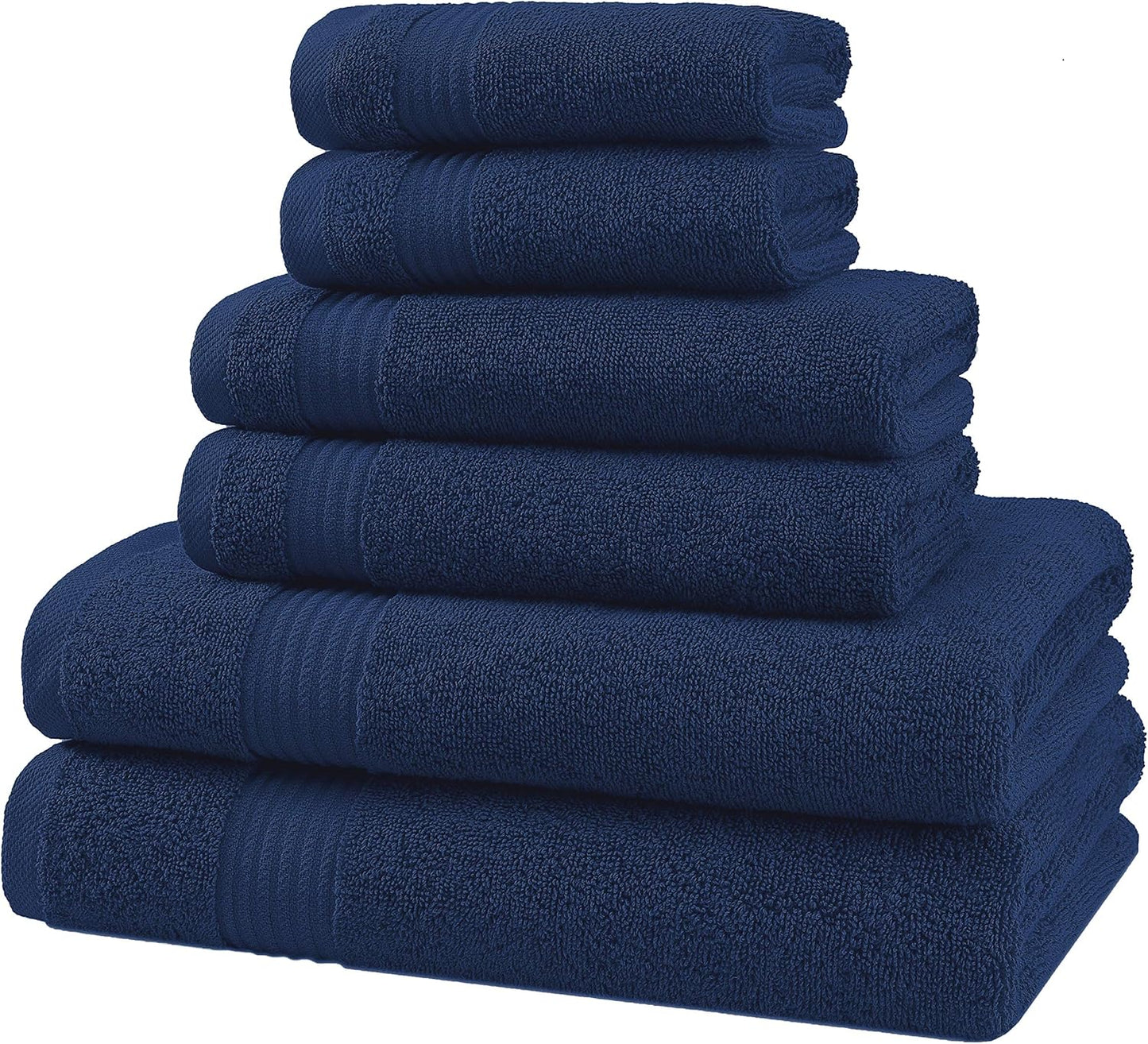 American Veteran Towel, 6 Piece Towel Set for Bathroom, 100% Cotton Turkish Bathroom Towels, 2 Bath Towels 2 Hand Towels 2 Washcloths, Navy Blue