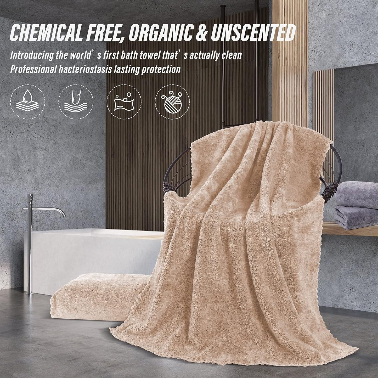 MOONQUEEN 6 Pack Premium Bath Towel Set - Quick Drying - Microfiber Coral Velvet Highly Absorbent Towels - Multipurpose Use as Bath Fitness, Bathroom, Shower, Sports, Yoga Towel (Brown)