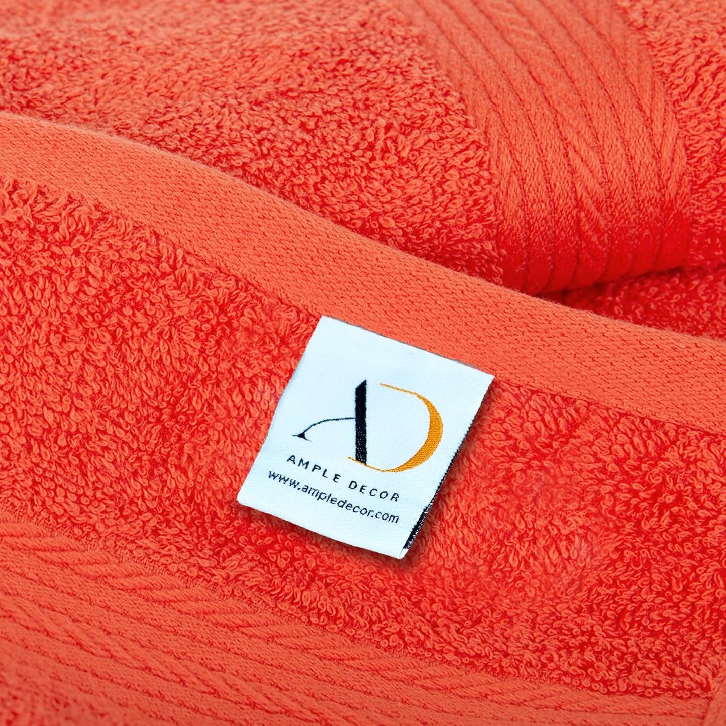 Ample Decor Bulk Hand Towels 18 X 28 Inch 600 GSM 100% Cotton, Soft Absorbent - 8 Pcs Orange