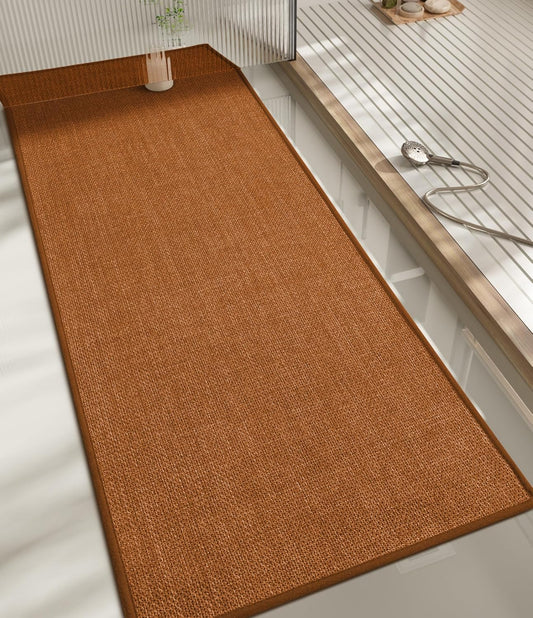 chakme Bathroom Rugs Mat 59x17, Ultra Thin Bath Rug Non Slip Runner Quick Dry Absorbent Bath Mat for Bathroom, (Orange, 59"x17")