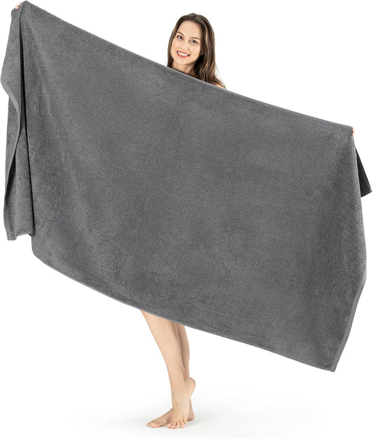 SALBAKOS 100% Turkish Cotton Jumbo Bath Sheet Towel Oversized 40x80 inch | Premium Hotel & Spa Quality, Soft, Absorbent, XL Bath Towels | Made in Turkey (Pack of 1, Gray, Jumbo Bath Sheet)