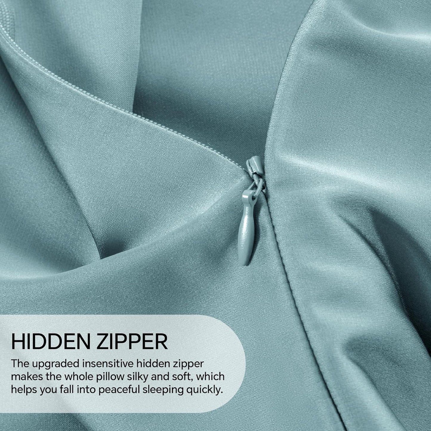 INFIIXSO Mulberry Silk Pillowcase for Hair and Skin, Silk Pillow Cases Standard Size with Hidden Zipper 20x26 Inches, Super Smooth and Soft Cooling Pillow Cases for Hot Sleepers(Haze Blue, 1 Pack)