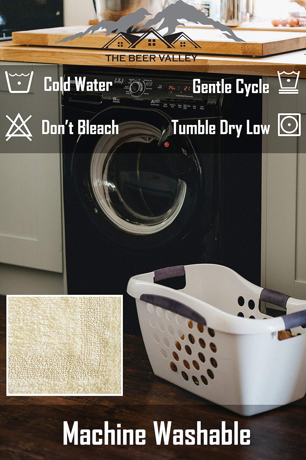 Bathroom Rugs Set 2 Piece Light Yellow Cotton Tufted Reversible Washable Bath Mats for Bathroom Floor| Quick Dry Bathroom Mat for Tub Spa Shower Toilet| Entry Way Door Mats|21x32 & 17x24 Inches