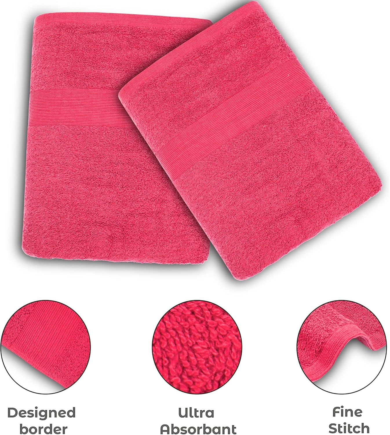 Softolle Luxury Bath Towels Set of 4 (27” x 54”) | Towels for Bathroom | Super Soft | Highly Absorbent Towels for Home, Spa, Gym (Raspberry)