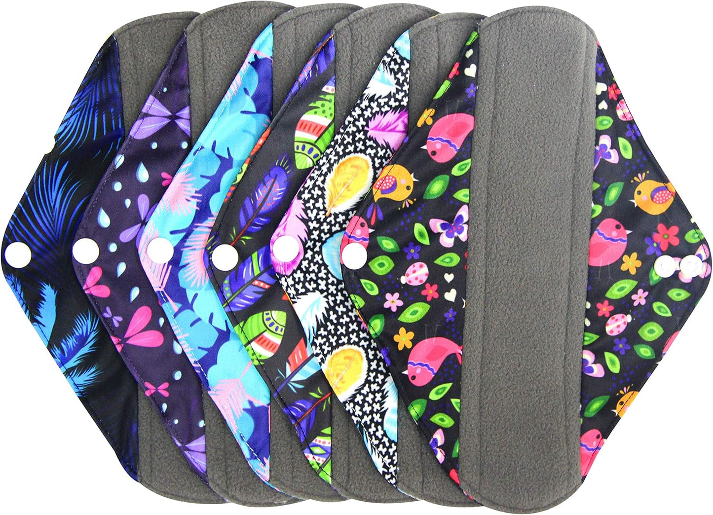 7pcs Set 1 pc Mini Wet Bag +6pcs Absorbent Reusable Sanitary Pads/Washable Cloth Menstrual Pads (M,Feather)…