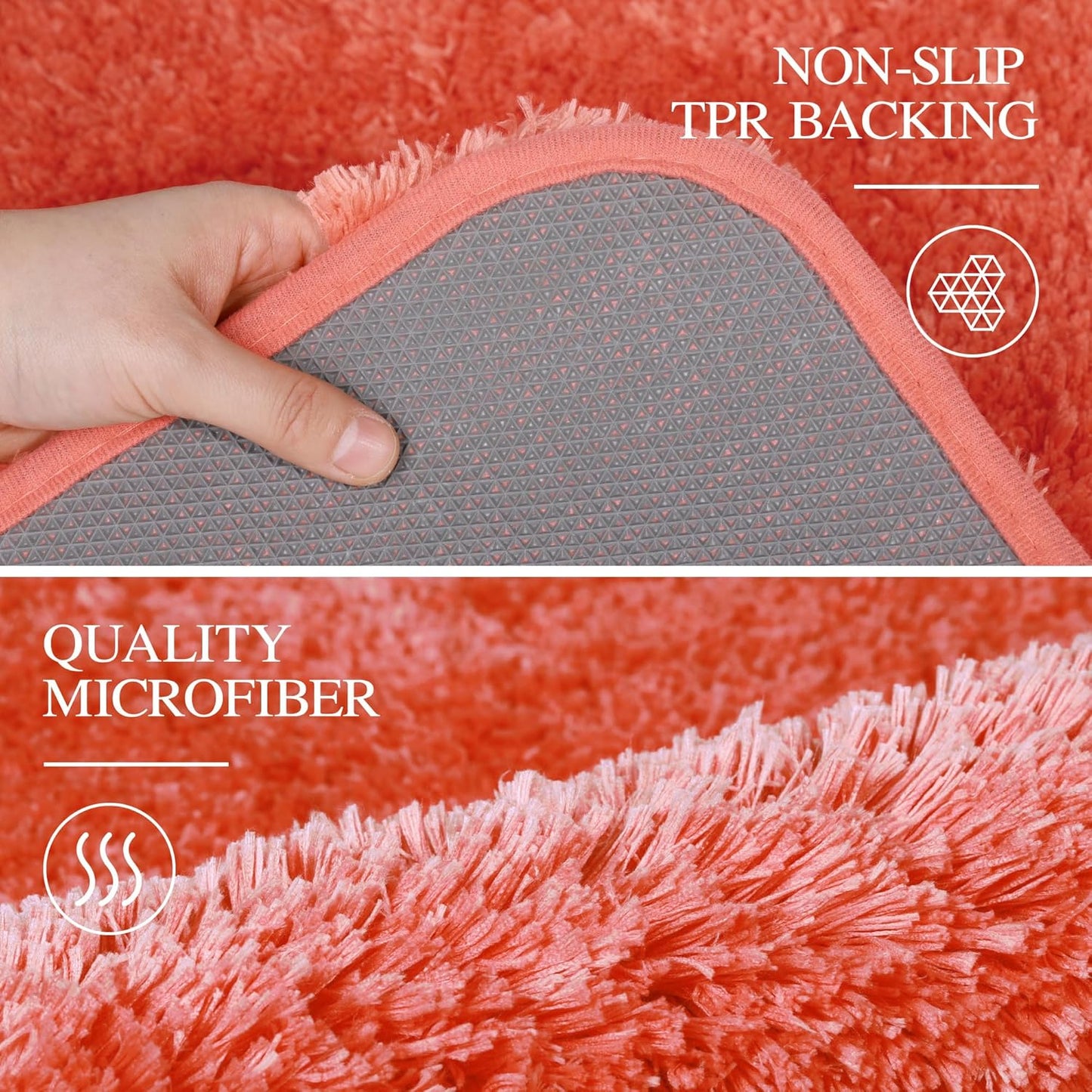Walensee Living Coral Bath Mat (24 x 48), Extra Soft, Absorbent Shaggy Bathroom Rug, Non Slip, Machine Washable, Luxury Bathroom Floor Mat