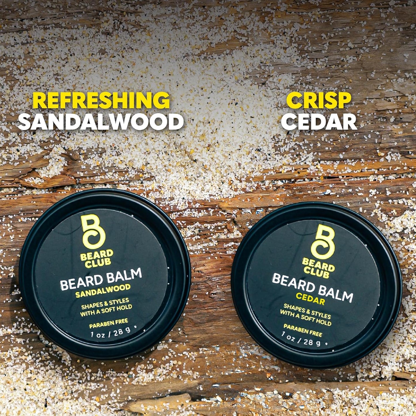 The Beard Club Cedar & Sandalwood Beard Balm - Leave-In Conditioner and Styling Wax for Beard Softening and Moisturizing - 2oz
