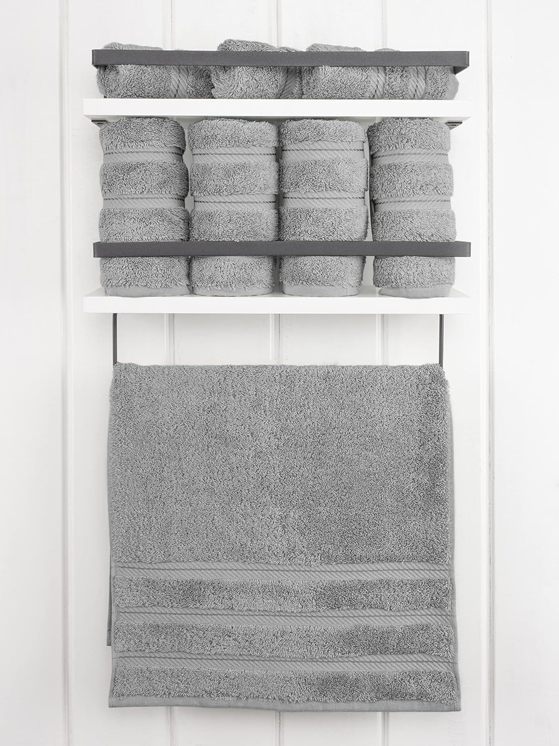 American Soft Linen Luxury Hand Towels for Bathroom, 600 GSM 100% Cotton Turkish 4 Piece Hand Towel Set, 600 GSM Hand Face Towels for Kitchen, Light Grey Hand Towels