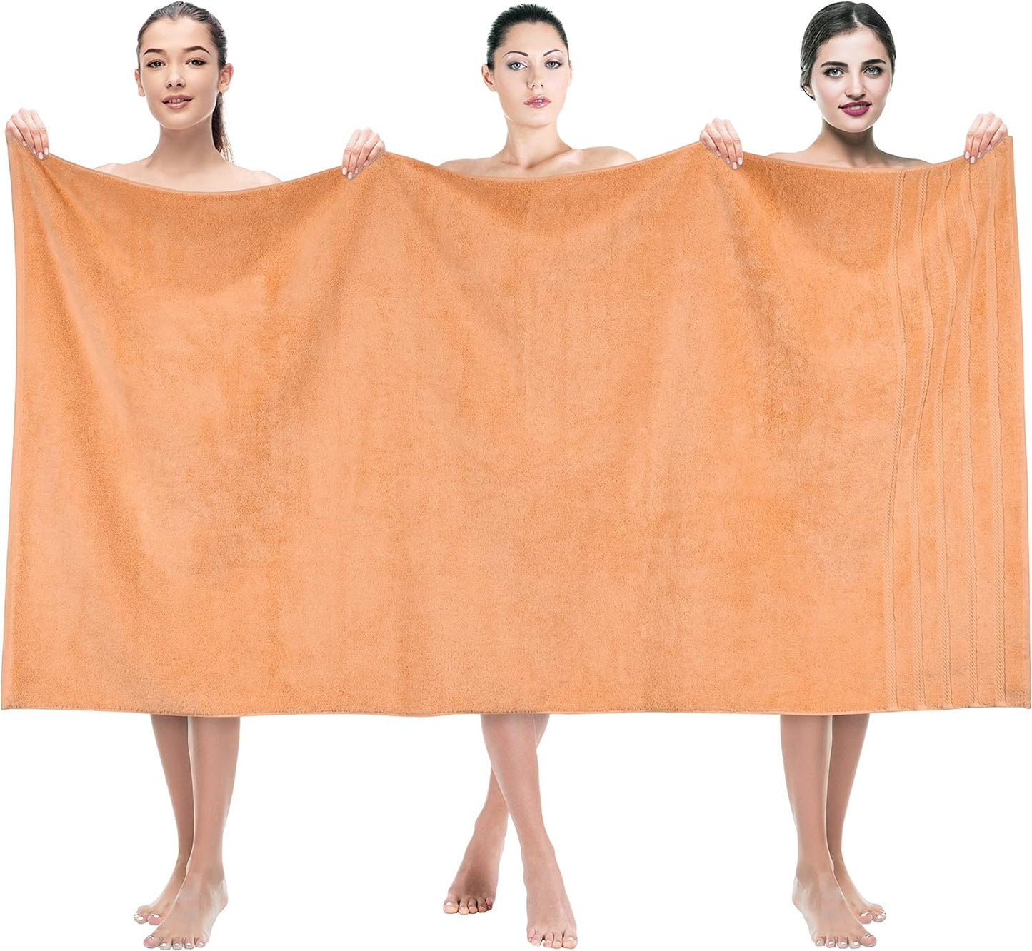 American Soft Linen 35x70 Jumbo Large Bath Towels, 600 GSM 100% Cotton Turkish Bath Sheet, Oversized Luxury Bath Towels for Bathroom Beach and Pool, Malibu Peach