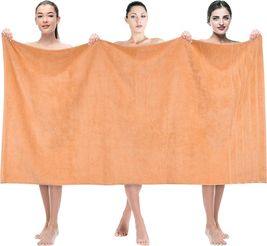 American Soft Linen 35x70 Jumbo Large Bath Towels, 600 GSM 100% Cotton Turkish Bath Sheet, Oversized Luxury Bath Towels for Bathroom Beach and Pool, Malibu Peach