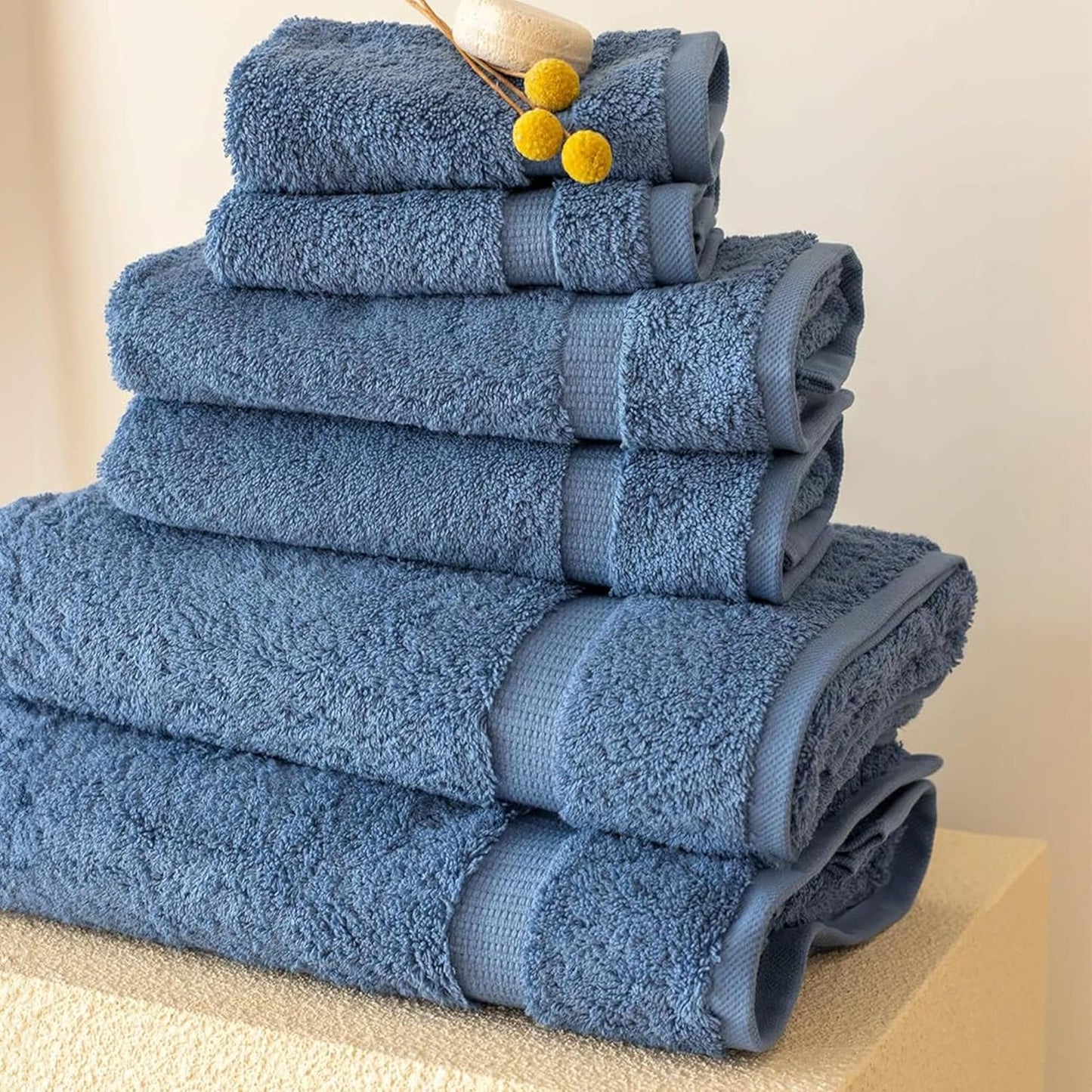 SALBAKOS 100% Turkish Cotton 6-Piece Towel Set | Heirloom Quality Hotel & Spa Collection | Ultra Soft, Super Absorbent 2 Washcloth, 2 Hand, 2 Bath Towel Sets | Made in Turkey (Blue, 6 Piece Towel Set)