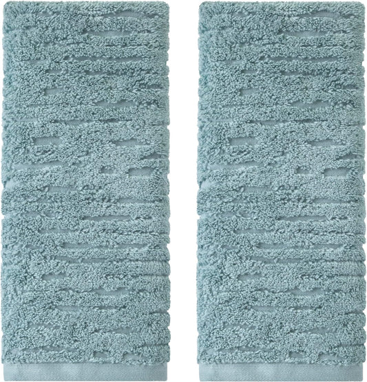 SKL Home CloudSoft Cotton Luxury Hand Towel 2pc Set for Bath/Kitchen/Bar & Gift, Teal