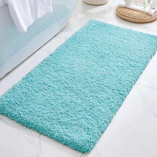 ILANGO Teal Bathroom Rugs 60" × 24" Non Slip & Super Absorbent Thick Soft, Washable Bath Carpet Runner for Floor, Microfiber Plush Shaggy Bath Mats with Rubber for Bedroom Bathtub Shower Room