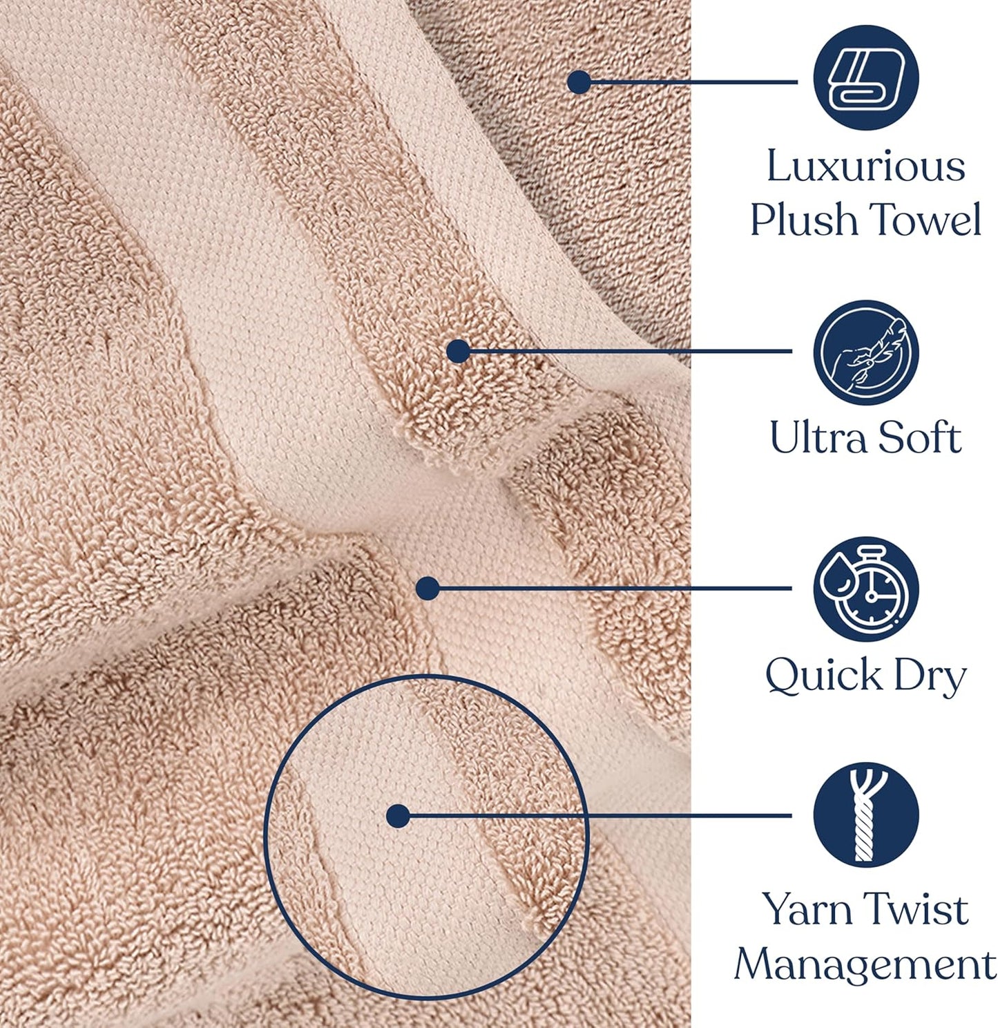 Delara Organic Cotton Luxuriously Plush Bath Towel 10 Piece Set|GOTS & Oeko-TEX Certified|Premium Hotel Quality Towels|Feather Touch Technology|650 GSM Long Staple|Soft, Quick Dry & Ultra-Absorbent