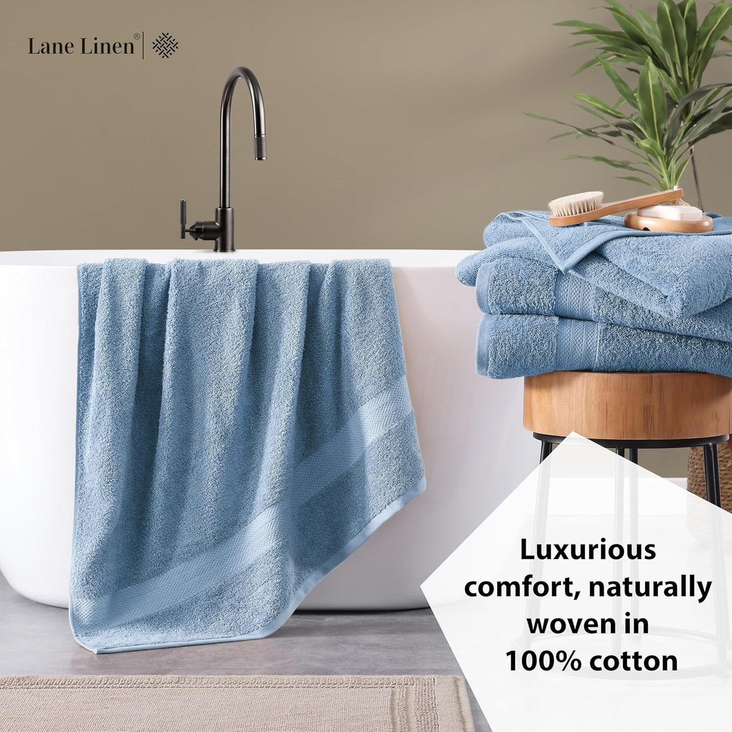 LANE LINEN 100% Cotton 2 Pack Bath Sheets (35"x66") - Ring Spun Cotton Extra Large Bathroom Towels - Quick Dry, Soft & Absorbent Oversized Bath Towels - Machine Wash in Cold Water - Cerulean Blue